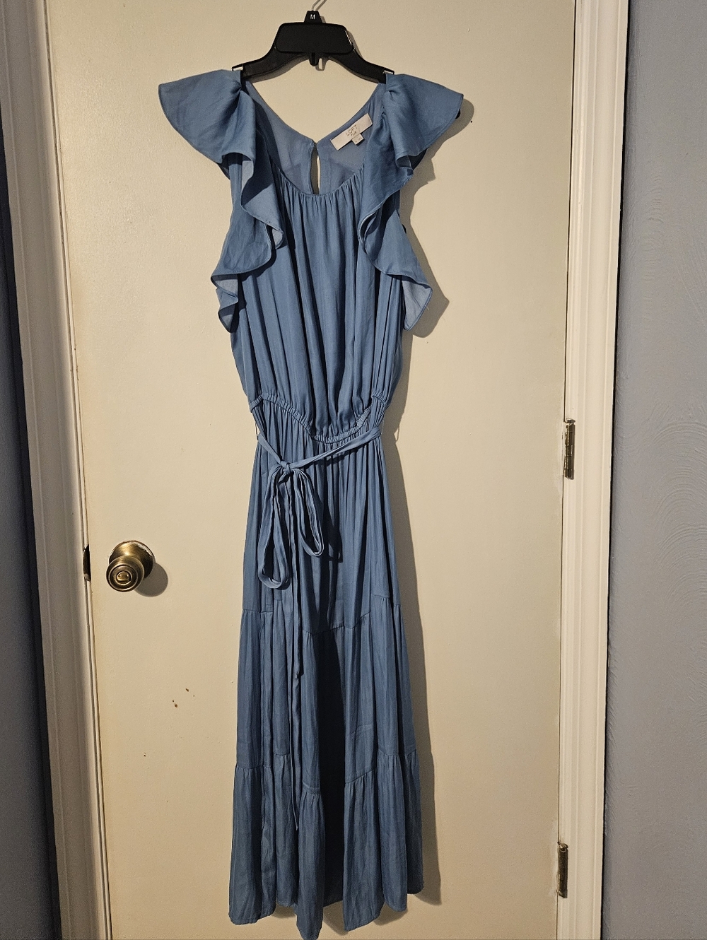 NWOT LOFT Light Blue Ruffle Sleeve Maxi Dress